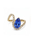 Blue Moissanite Irregular Ring