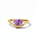 The purple moissanite curved ring