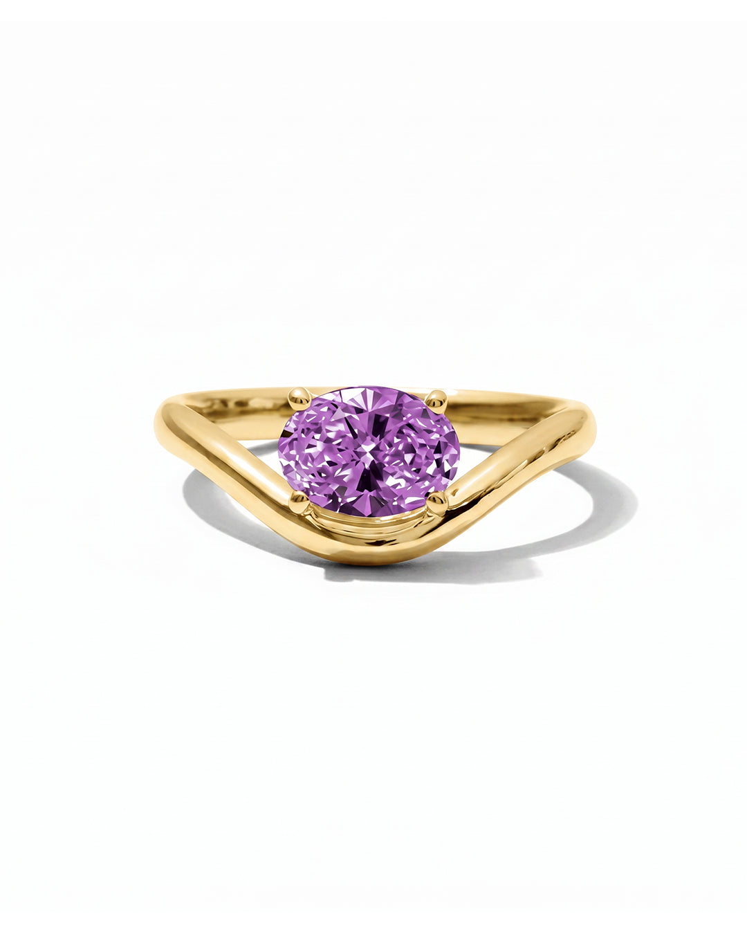 The purple moissanite curved ring